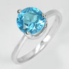 2.35 G. Natural Gem Swiss Blue Topaz Real 925 Sterling Silver Ring Size 7