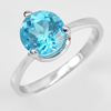 925 Sterling Silver Jewelry Ring with Natural Swiss Blue Topaz and CZ Size 7