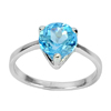 2.39 G. Natural Gem Round Swiss Blue Topaz Real 925 Sterling Silver Ring Size 7