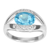 4.46 G. Natural Gemstone Blue Topaz with CZ Real 925 Sterling Silver Ring Size 8
