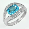 4.36 G. Natural Gemstone Swiss Blue Topaz Real 925 Sterling Silver Ring Size 7