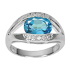4.62 G. Oval Natural Gem Swiss Blue Topaz Real 925 Sterling Silver Ring Size 7