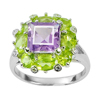 6.09 G. Good Natural Gemstone Amethyst Peridot 925 Sterling Silver Ring Size 8