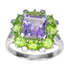 6.05 G. Natural Amethyst Peridot Gemstone Real 925 Sterling Silver Ring Size 8