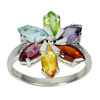 4.35 G. Natural Gem Garnet Peridot Topaz Citrine 925 Sterling Silver Ring Size 8