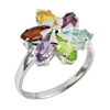 4.20 G. Natural Amethyst Garnet Topaz Peridot 925 Sterling Silver Ring Size 9