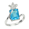 3.82 G.  Octagon Natural Swiss Blue Topaz Real 925 Sterling Silver Ring Size 7