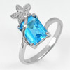 4.00 G.Natural Octagon Swiss Blue Topaz Real 925 Sterling Silver Ring Size 9