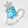 3.77 G. Natural Swiss Blue Topaz Real 925 Sterling Silver Jewelry Ring Size 8