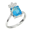 4.09 G. Octagon Natural Gem Swiss Blue Topaz 925 Sterling Silver Ring Size 9.5