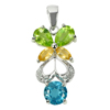 2.90 G. Natural Mixed Gems Topaz Peridot Citrine 925 Sterling Silver Pendant