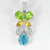2.98 G. Natural Topaz Peridot Citrine Real 925 Sterling Silver Jewelry Pendant