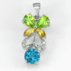 925 Sterling Silver Pendant 2.91 G. Natural Gemstones Topaz Citrine Peridot
