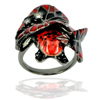 9.64 G. Red Frog Enamel with Round CZ Real 925 Sterling Silver Oxidize Ring 8
