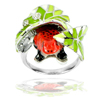 9.12 G. Red Frog Enamel Design Round White CZ 925 Sterling Silver Ring Size 8