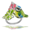 925 Sterling Silver Ring Jewelry Lovely Bird and Leaf Enamel Design Size 7