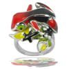 Alluring 12.69 G. Black Red Frog Enamel Design 925 Sterling Silver Ring Size 7