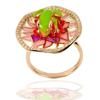7.10 G. Frog Enamel White CZ Real 925 Sterling Silver Rose Gold Ring Size 8