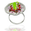 Green Frog White CZ Real 925 Sterling Silver 6.74 G. Ring Size 6 Thailand