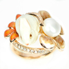 7.44 G. Natural Pearl 925 Sterling Silver Rose Gold Rabbit Enamel Ring Size 6