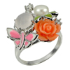 7.91 G. Natural White Pearl Rose Pink Gems Real 925 Sterling Silver Ring Size 9