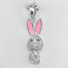 Nice Rabbit Design Real 925 Sterling Silver White Golde Plated Pendant