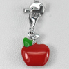 Apple Design Enamel Real 925 Sterling Silver White Gold Plated Lovely Pendant