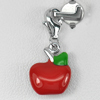 Apple Design Enamel Real 925 Sterling Silver White Gold Plated Nice Pendant