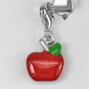 Apple Design Enamel Real 925 Sterling Silver White Gold Plated Lovely Pendant