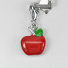 Apple Design Enamel Real 925 Sterling Silver White Gold Plated Lovely Pendant