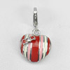 Heart Design Enamel Real 925 Sterling Silver White Gold Plated Pendant
