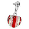 3.10 G. Heart Design Enamel Real 925 Sterling Silver White Gold Plated Pendant.