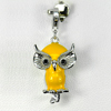 Lovely Owl Yellow Enamel Real 925 Sterling Silver White Gold Plated Pendant