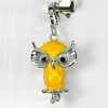Good Owl Yellow Enamel Real 925 Sterling Silver White Gold Plated Pendant