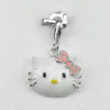 Kitty Enamel Design Real 925 Sterling Silver White Gold Plated Lovely Pendant