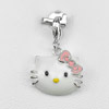 Kitty Enamel Design Real 925 Sterling Silver White Gold Plated Lovely Pendant