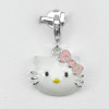 Kitty Enamel Design Real 925 Sterling Silver White Gold Plated Lovely Pendant