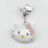 Kitty Enamel Design Real 925 Sterling Silver White Gold Plated Lovely Pendant