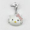 Kitty Enamel Design Real 925 Sterling Silver White Gold Plated Lovely Pendant