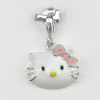 Kitty Enamel Design Real 925 Sterling Silver White Gold Plated Lovely Pendant