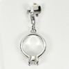 Round White CZ 5 Mm. Real 925 Sterling Silver White Gold Plated Nice Pendant