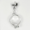 2.13 G. Round White CZ 5 Mm. Real 925 Sterling Silver White Gold Plated Pendant