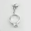 Round White CZ 5 Mm. Real 925 Sterling Silver White Gold Plated Nice Pendant