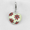 Heart Design Enamel Real 925 Sterling Silver White Gold Plated Pendant