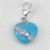 Heart Design Enamel Real 925 Sterling Silver White Gold Plated Lovely Pendant