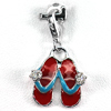 1.85 G. Slippers Red Enamel Real 925 Sterling Silver White Gold Plated Pendant