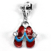 925 Sterling Silver Jewelry Slippers Red Enamel Design White Gold Plated Pendant