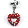 925 Sterling Silver Pendant Jewelry Heart Design Red Enamel White Gold Plated