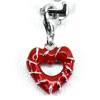 Heart Design Enamel Real 925 Sterling Silver White Gold Plated Pendant
