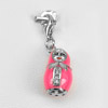 Doll Pink Enamel Real 925 Sterling Silver White Gold Plated Good Pendant